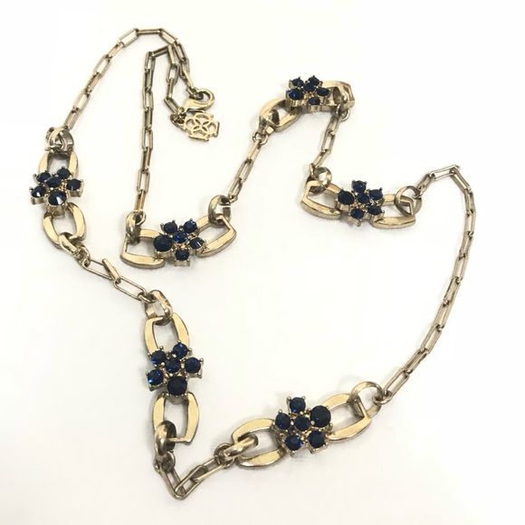 ANN TAYLOR Faux Blue Sapphire Stones Gold-toned Necklace - Picture 3 of 3